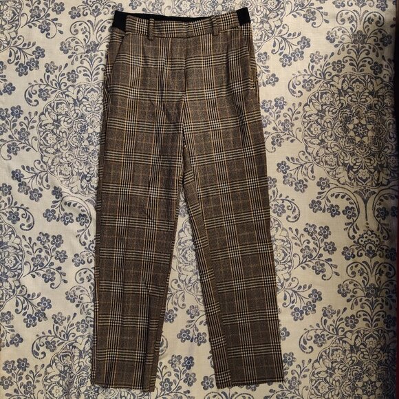 H&M Pants - H&M Brown checkered Trousers Pants Size 4